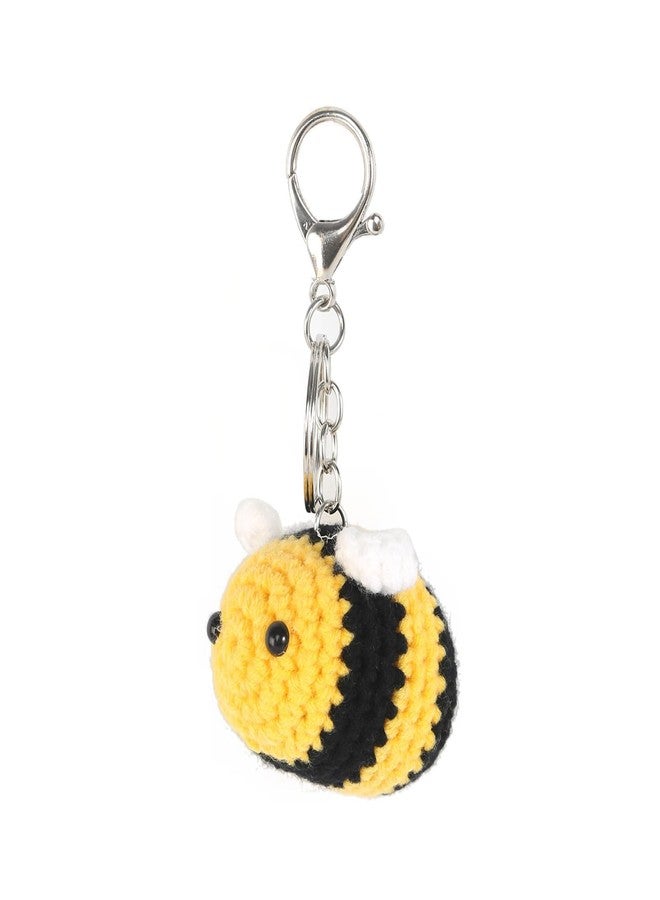 URTERYSER Crocheted Keychain, Bees Keychain 3D Bumblebees Pendant Keyring Cute Car Keyring Charm Handmade, Yellow - Image 1